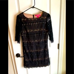 Black and Tan quarter sleeve cocktail dress